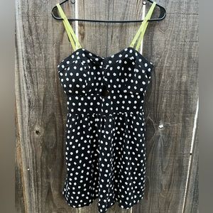 Material Girl polka dot keyhole mini dress